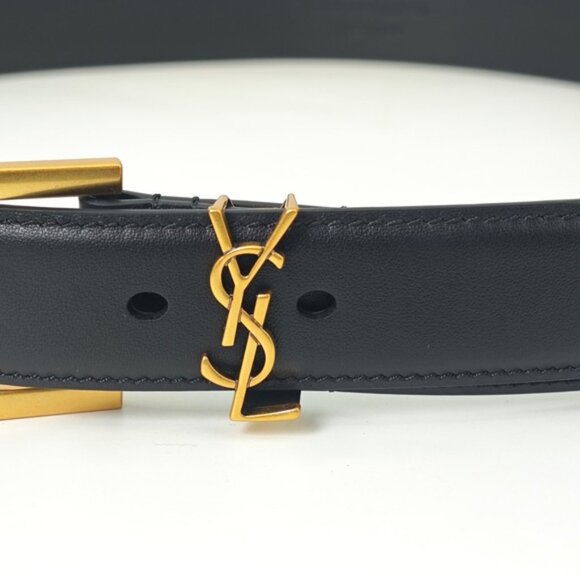 Yves Saint Laurent Dark Blue Belt with Gold Accent - Picture 4 of 8